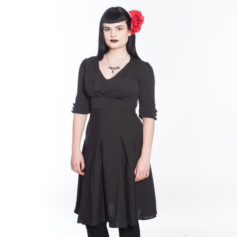 June Black Satin Longsleeve Dress