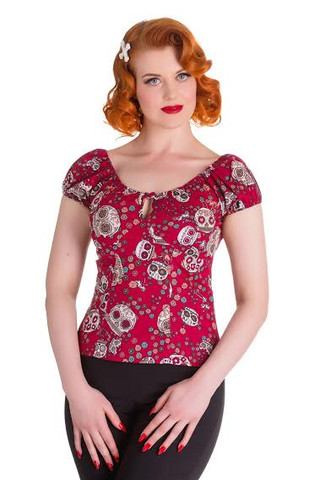 Skull Love Red Keyhole Top