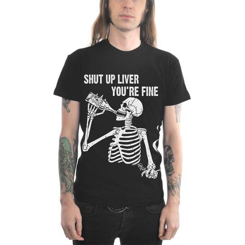 Shut Up Liver Drinking Skeleton Mens Tee Shirt