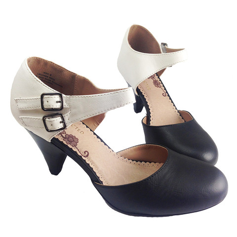 Cynthia Color Block Strapped Vintage Style Heels