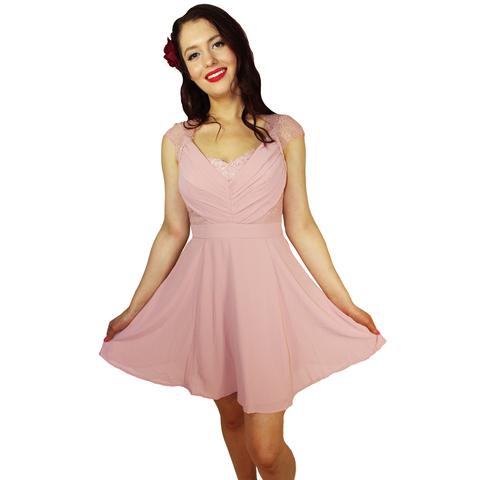 Pink Lace Chiffon Dress