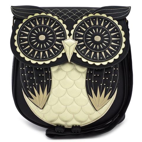 Black Gold Owl Crossbody Bag
