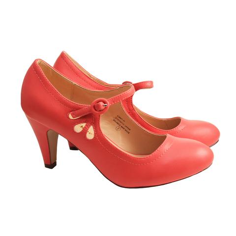 Coral Kimmy Matte Leaf Mary Janes