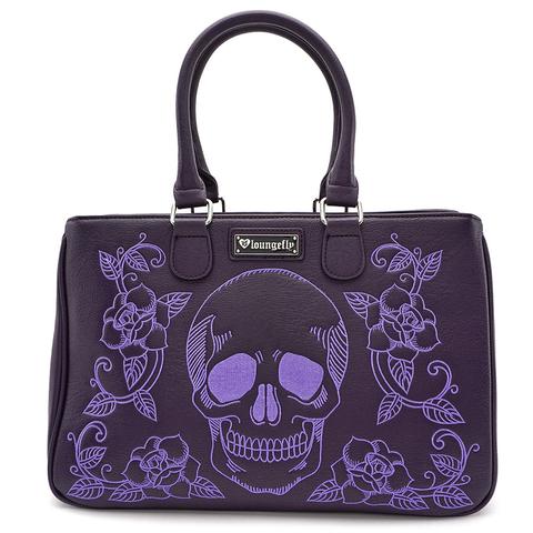 Purple Skull Roses Tote Bag