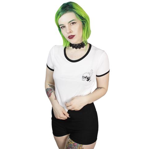 Skull And Cactus Cropped Ringer Top