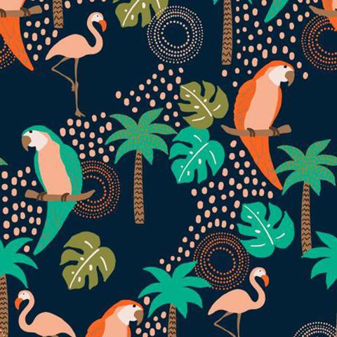 Tropical Birds A Line Skirt